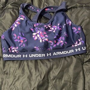 Under Armour Women's Floral Sports Bra - Navy and Purple